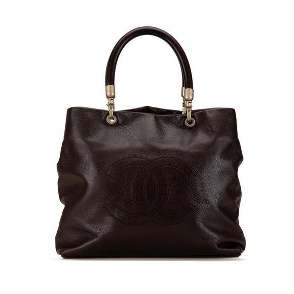 CHANEL Handbags - CHANEL Coco Mark Tote Bag Brown Caviar Skin Women's